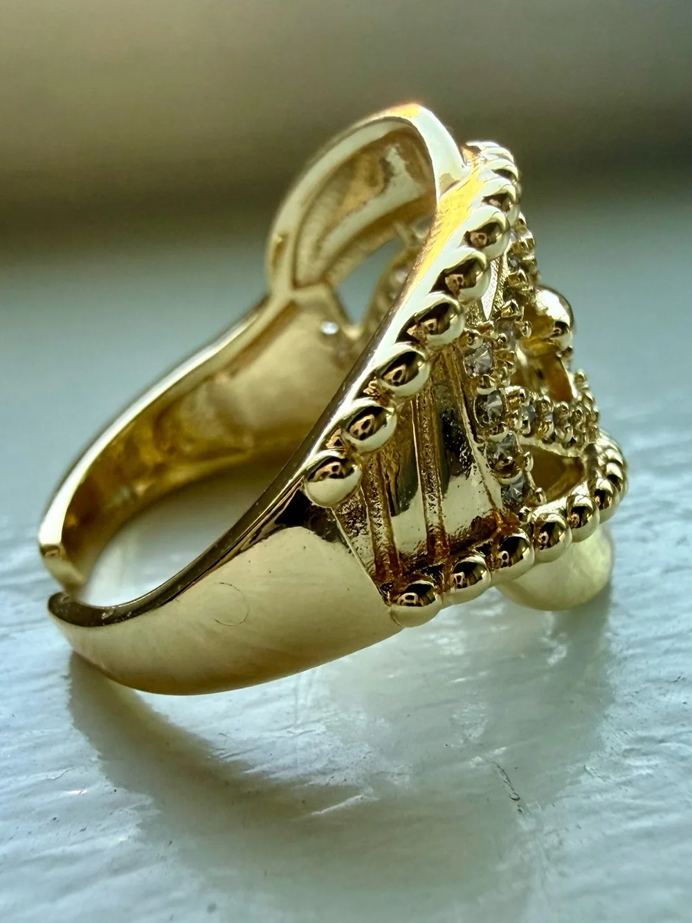 NEW! 18k Yellow Gold Plated with Crystal Accent Women's Statement Ring size 8.25